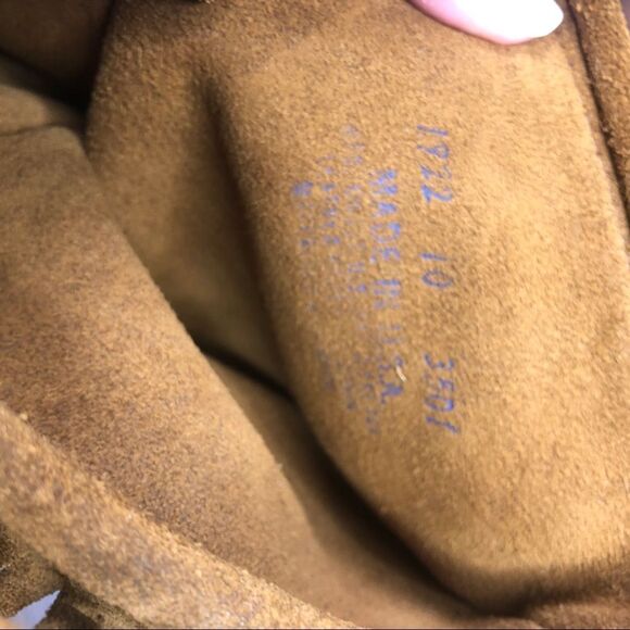 Minnetonka Vintage Fringe Tall Lace Boots Suede 10 Knee High Native Brown Tan - Picture 9 of 9